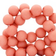 Acrylic beads 6mm round Matt Coral red